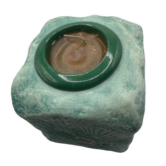 Vintage Ceramic Holly Berry Pine Votive Candle Holder Signed - Picture 5 of 10